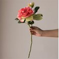thumbnail image 3 of Peonía artificial con jarrón, decoración for sala de estar, arreglo floral, peonía Guifei amarilla y roja, 3 of 5