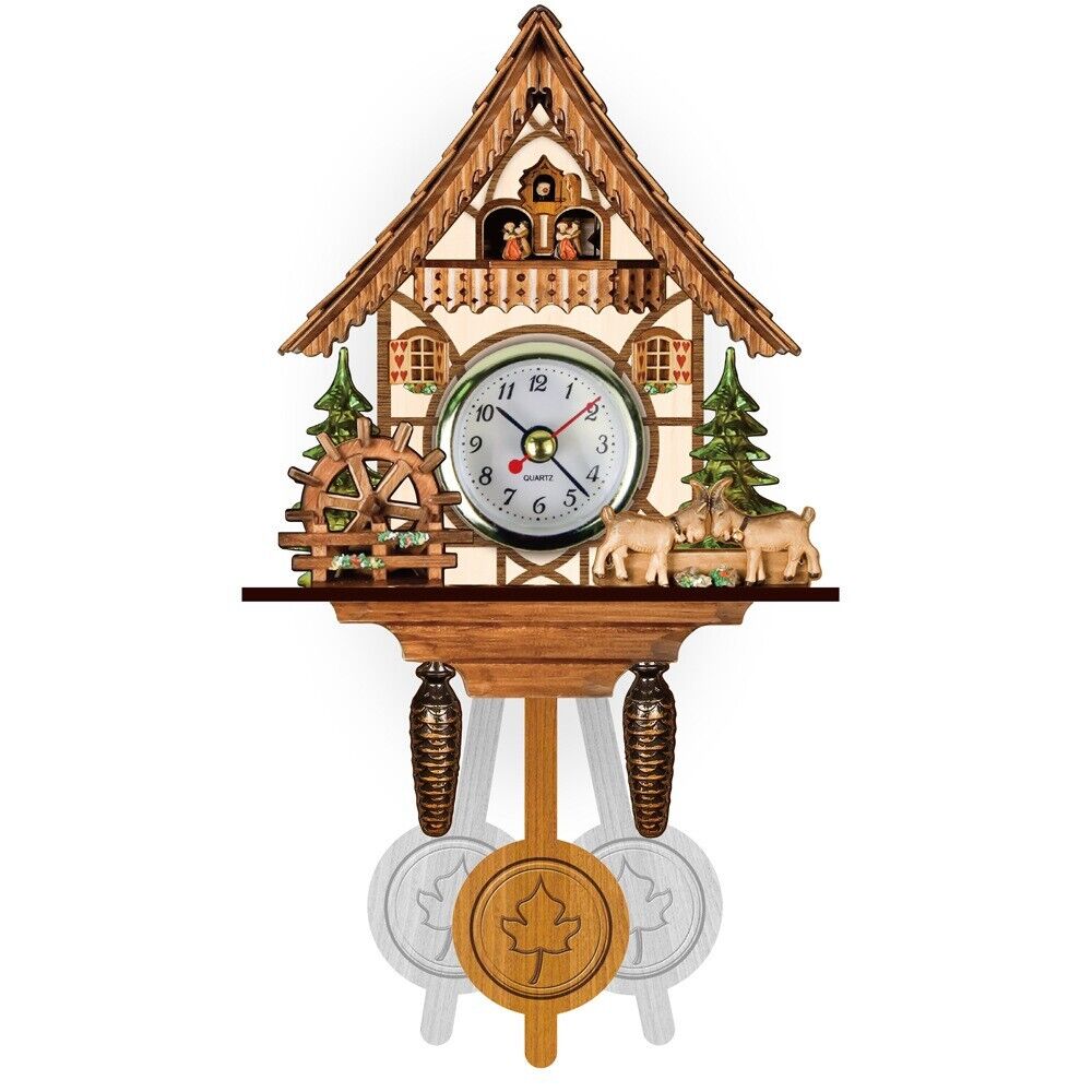 Vintage Cuckoo Clock Forest Quartz Swing Wall Clocks Pendulum Home