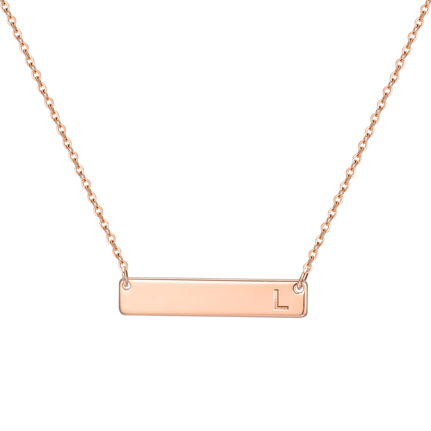 Rose gold initial bar necklace Clearance