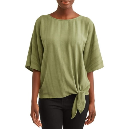 Time and Tru - Women's Side Tie Blouse - Walmart.com