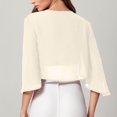 thumbnail image 4 of Bwdbhd Oversized Cardigan Women's Short Sleeve Cropped Button Down Soft Knit Cardigan Sweater of Female Khaki,One Size, 4 of 5