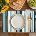 thumbnail image 4 of Black Blue Beige Striped Placemats Set of 8, Modern Stripes Art Farmhouse Placemats for Dining Table, Place Mats for Kitchen Tabletop, Waterproof Wipeable Dining Table Mats Set, 4 of 9