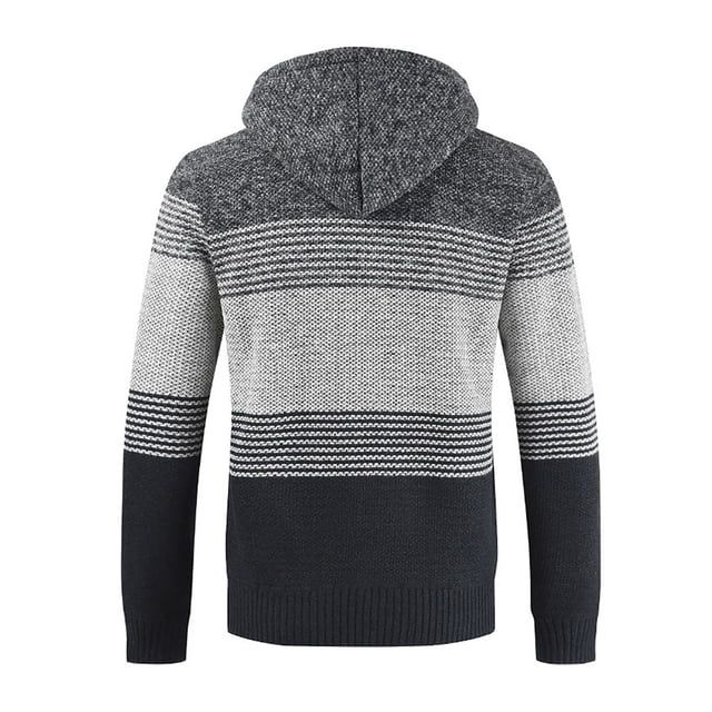Gibobby Suéter cárdigan hombre Cárdigan para hombre, chaquetas de punto grueso, con cierre, casual, cárdigan de punto liso, cuello alto, suéteres(Gris oscuro,G)