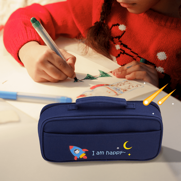 HawLander Kids Pencil Case for Girls or Boys, Cute Aesthetic  Pencil Pouch, Large Size, Navy Red : Office Products