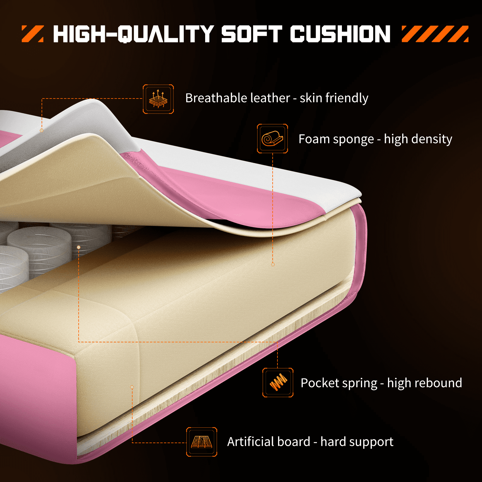 MAYEERTY Video Game Desk Chair - Ergonomic Computer with Footrest and Comfy Lumbar Support, PU Leather Recliner with Headrest, Fixed Up Armrest,