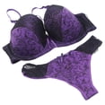 thumbnail image 1 of Bras for Women, Ladies Lace Printed Color Blocked Oversized Gathered Breathable Lingerie Set, 1 of 3