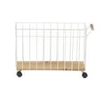 thumbnail image 2 of Decmode Rustic Fir Wood and Metal Magazine Basket With Caster Wheels, White, 2 of 5