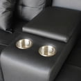 thumbnail image 4 of Benjara Iris Sofa with LED, USB Ports, Cupholders, Black Faux Leather 85 Inch, 4 of 6