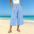 thumbnail image 5 of SwiftWear Women's Capri Pants Wide Leg Loose Casual Summer Beach Pants with Pockets Elastic Drawstring Waist Flowy Palazzo Trousers, 5 of 7