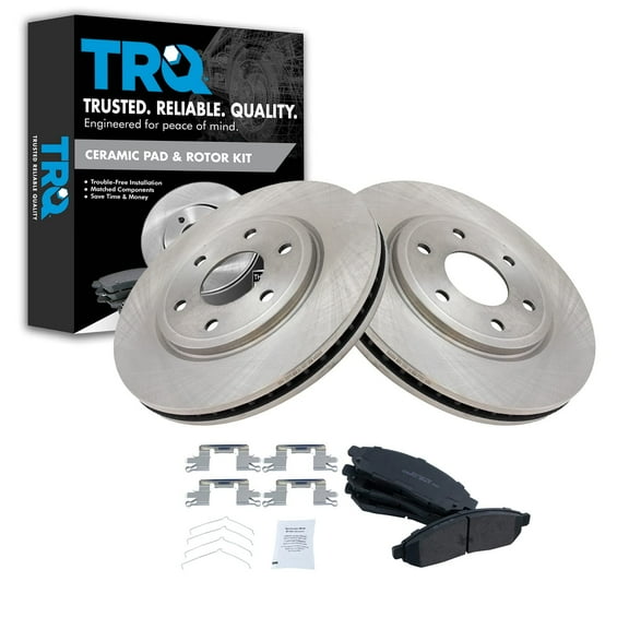 TRQ Front Brake Pad & Rotor Kit Brake Pads Brake Rotor Ceramic Fits Select 2005-2017 Nissan Frontier 2009-2012 Suzuki Equator
