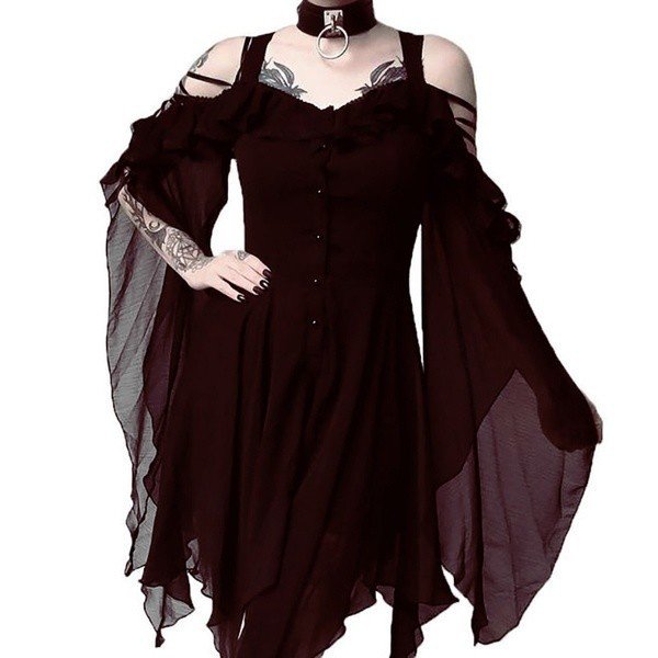 Halloween Mujeres medieval retro Reina Princesa Honda Vestido De Noche Estilo Británico Gótico Carnaval Fiesta Vampiro Bruja Miedo cosplay Disfraz