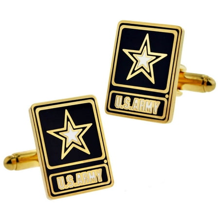 Enamel Classic Cufflinks - PinMart's US Army Star Logo Square Military Enamel Cufflink Set