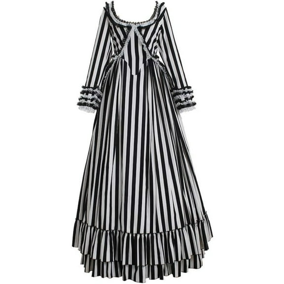 Tassel Costume Dress Black and White Striped Dress