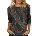 thumbnail image 2 of Womens Tops,Shirts for Women Plus Size 3/4 Sleeve Round Neck Printed Shirts Casual Summer T-Shirts 1-Dark Gray XXL, 2 of 6