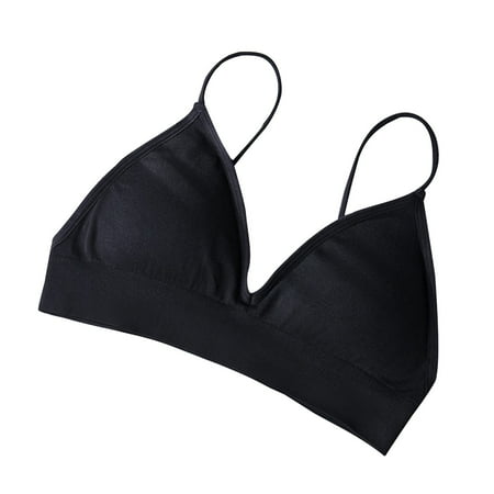 Kaemgyyd Women s Seamless Plunge Bra Cute Deep V-Neck Wireless Comfort Bra Fashion Spaghetti Strap Triangle Sport Bras