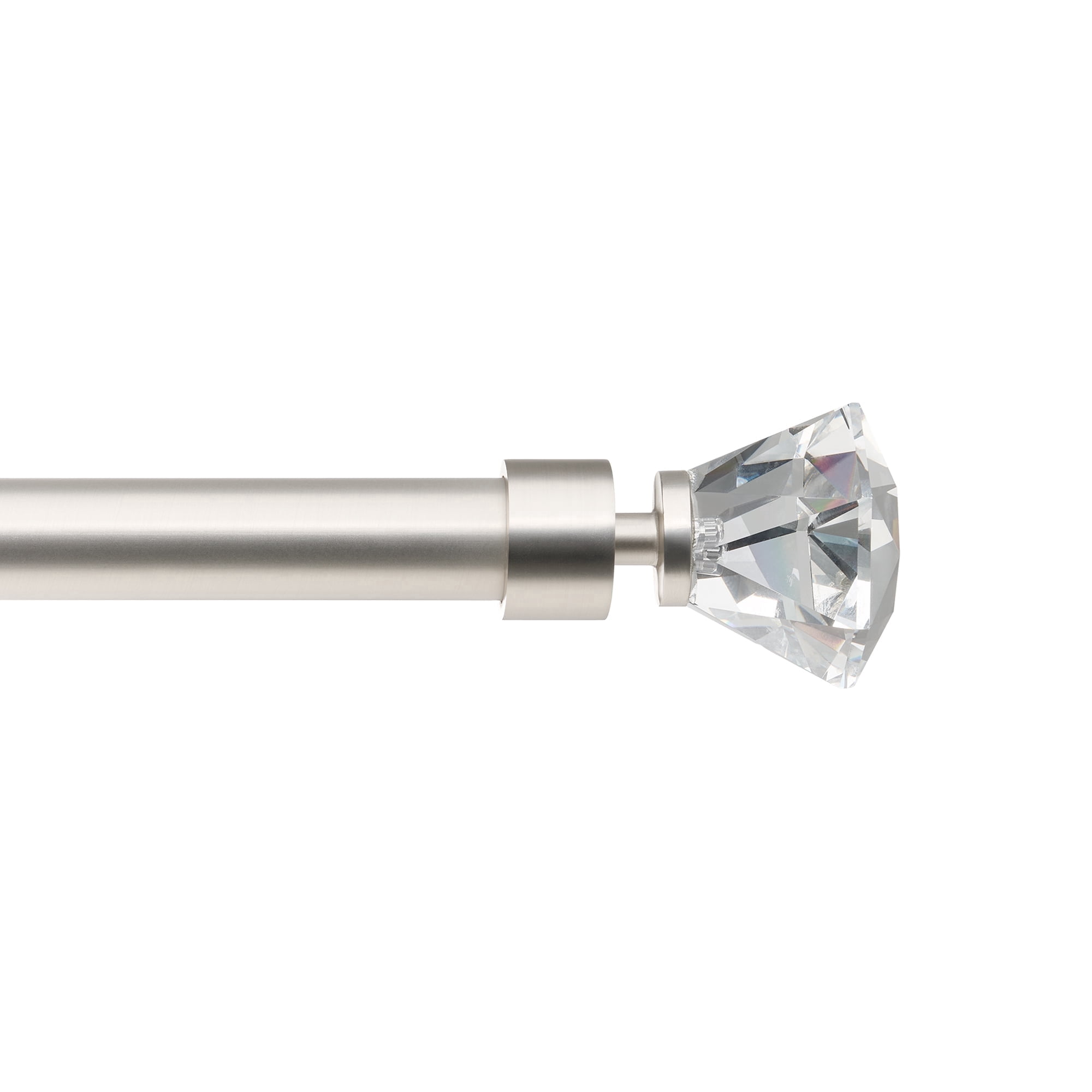 Muuphra Modern 1" Brushed Nickle Diamond Crystal Ball Adjustable Single Curtain Rods,30"-60"