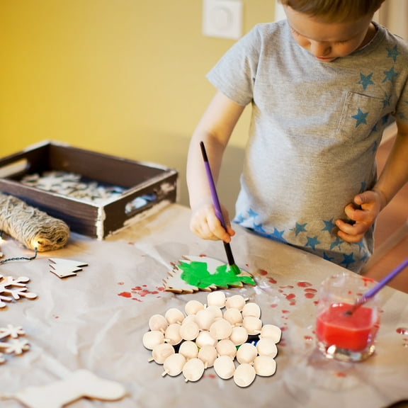 WEAVILUX Table Decor Figurine Unfinished Wooden Crafts Khaki 40Pcs