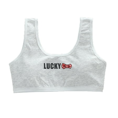 

Girl Racerback Cotton Sport Training Bra Letter Print Wide Strap Underwear 8-18Y