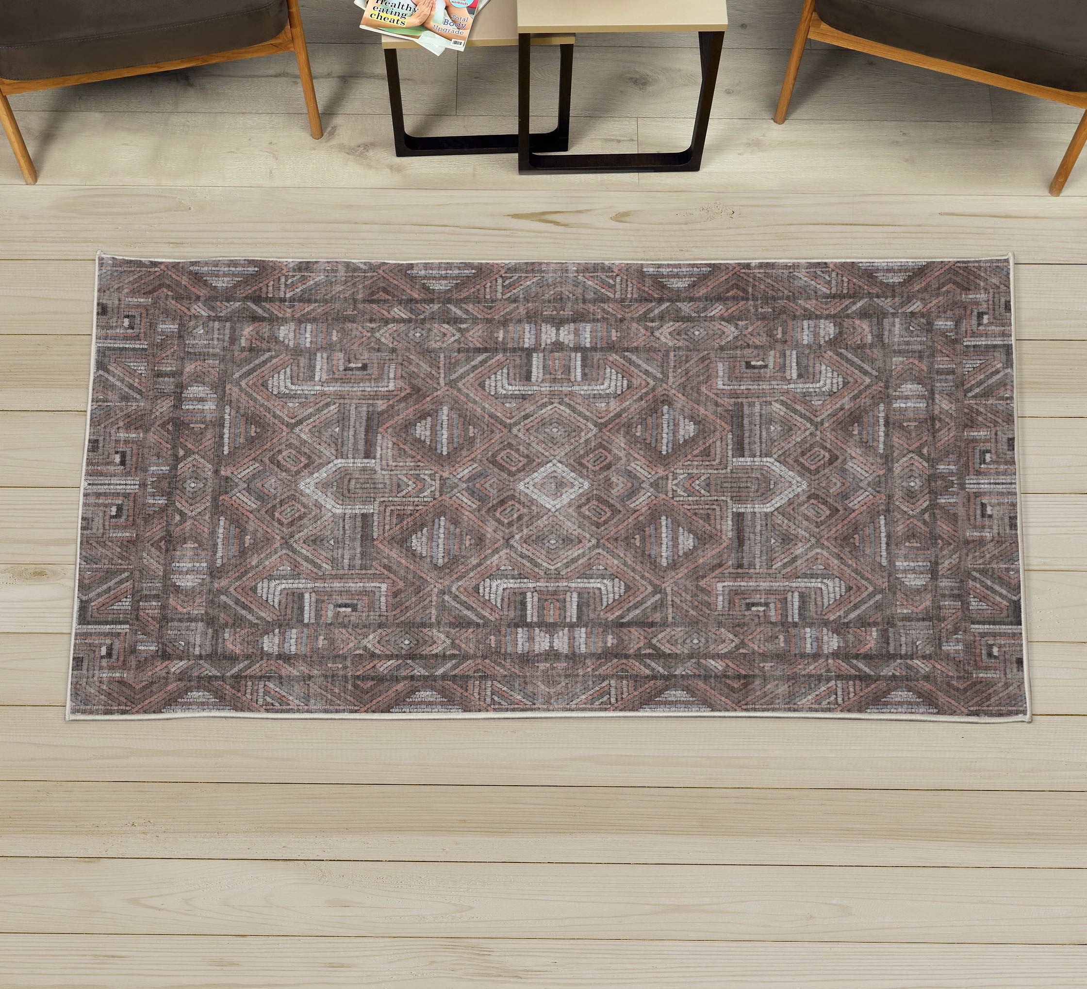 Modern Decorative Rug, Colorful Abstract Pipe Look Lines Ethnic Tribal ...