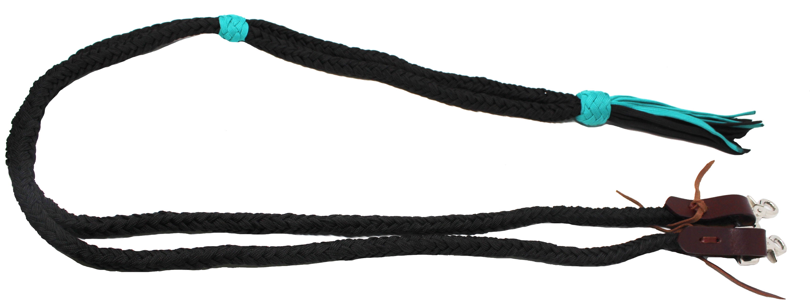 Horse Western Barrel Racing Nylon Braided Split Reins Turquoise Fringe