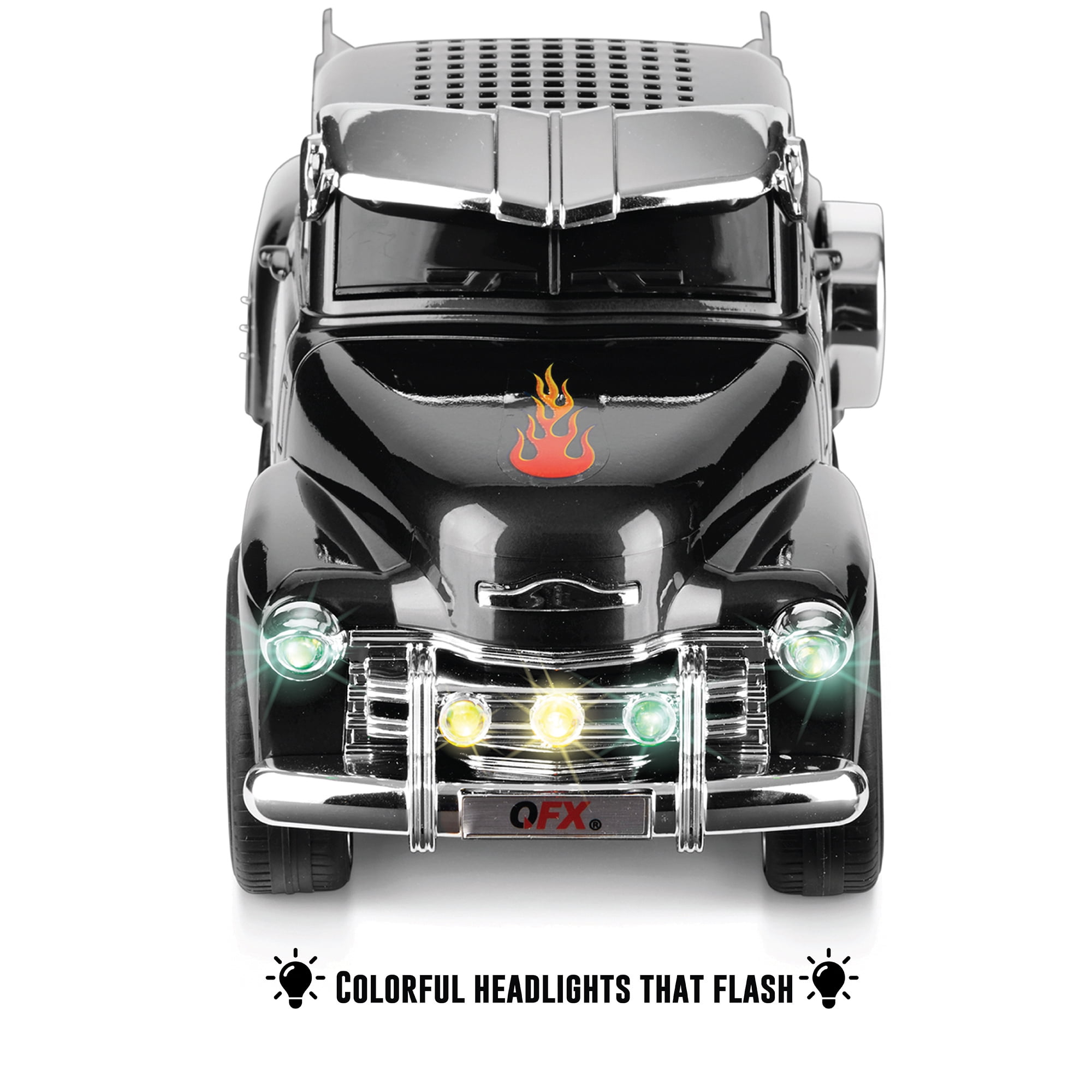 QFX BT-1953 RETRO TRUCK DUAL 2” BLUETOOTH SPEAKER WITH BASS RADIATOR AND ON-THE-GO LED LIGHTS (Black)