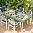 thumbnail image 2 of Spring Easter Table Cloths for 3 Foot Rectangle Tables, Easter Eggs Bunny Truck Botanical Burlap Patio Waterproof Elastic Fitted Tablecloths, Washable Rectangular Table Cover for Camping, 2 of 8