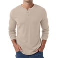 thumbnail image 3 of GRIUNS Mens Henley Shirts Long Sleeve T-Shirt Casual Classic Soft Stretch Pullover Tees Gray Khaki 3XL, 3 of 8