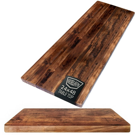 HEIRLOUM Reclaimed Wood Table Top - Rustic Recycled Solid Wood Perfect for Kitchens, Dining and Coffee Table Top (1pc 24" x 48", IMSP2448)