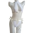 thumbnail image 6 of JSGEK Women Halter Neck Cutout 2 Piece Set Crop Top and Bottom with Garter Strap Lingerie for Intimate Evenings White XXXXXL, 6 of 9