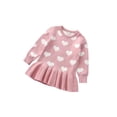 thumbnail image 1 of Fortune Toddler Girl Valentine Sweater Long Sleeve Heart Knitted Ruffle Dress 1-5Y, 1 of 9