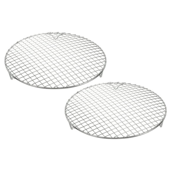 Uxcell 2 Pcs Soporte de Cocina Redondo con Patas, Diámetro de 11 Pulgadas, Parrilla de Acero Inoxidable 304 para Cocinar, Hornear, Barbacoa y Freír al Aire, Plata