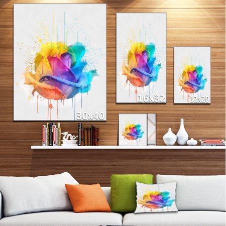 Multicolor Rose with Color Splashes - Floral Canvas Art Print | Walmart