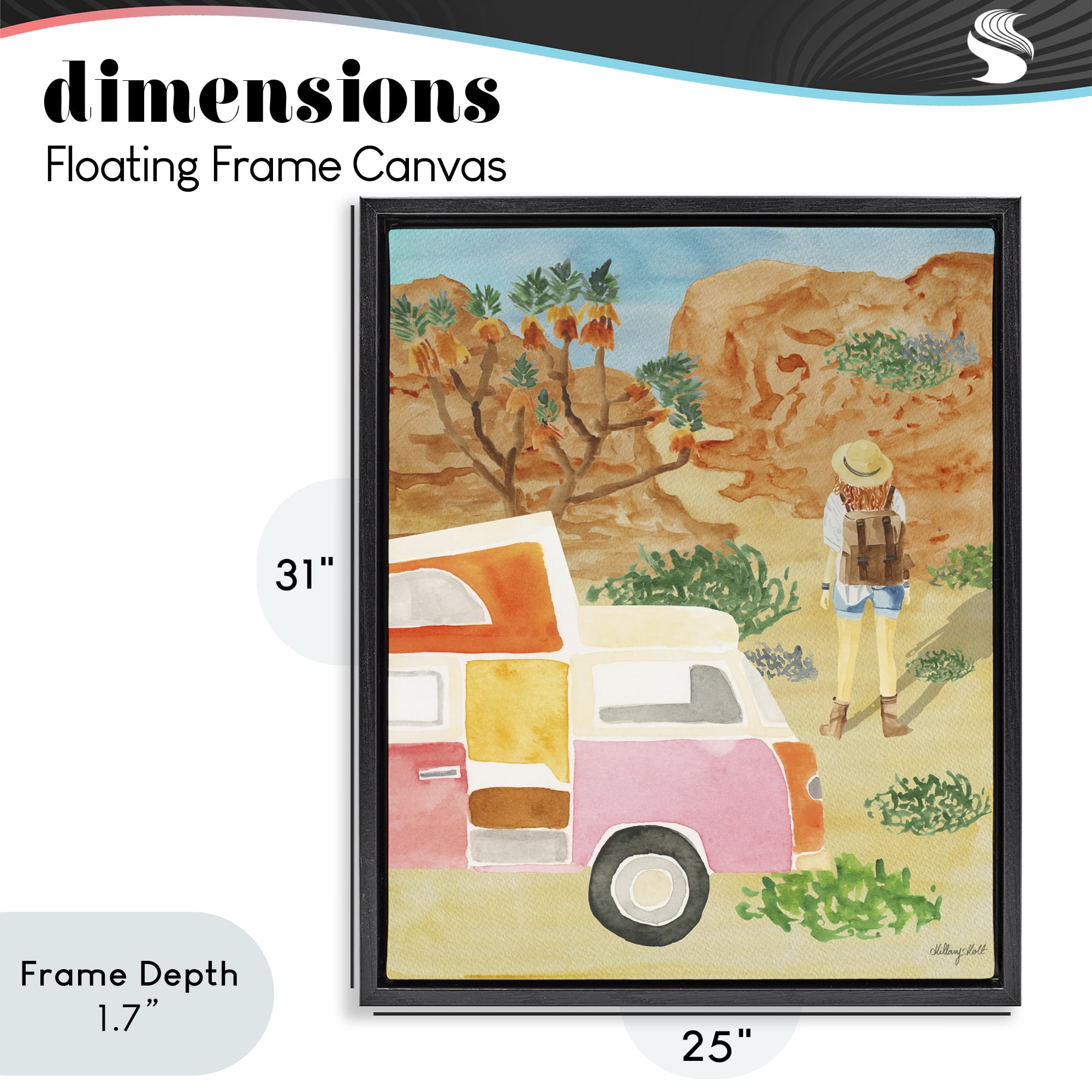 Stupell Industries Mojave Desert Road Trip Black Framed Floater Canvas Wall Art, design by Hillary Holt