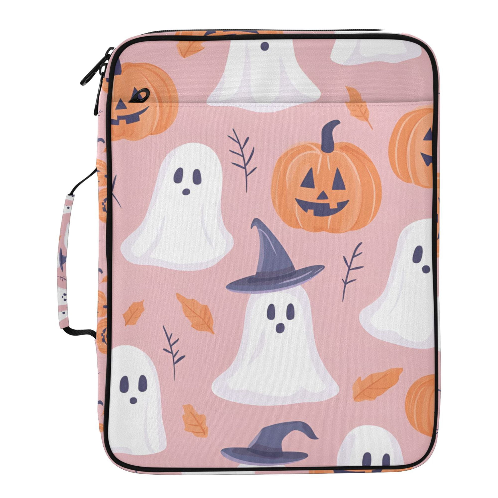 FORMRS Accordion File Folder A4 Size 7-Pocket Expanding Document Organizer Bag with 3 Ring Binder, Cartoon Halloween Ghosts