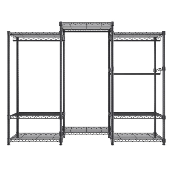 CAFORKP Heavy Duty Clothes Rack, Rolling Clothing Garment Rack with 4 Hang Rods & 8 Storage Tiers, Adjustable Custom Closet Rack, Freestanding Wardrobe for Hanging Clothes, 800 lbs Load Capacity