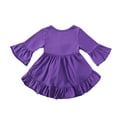 thumbnail image 3 of XYIJANI Tutu Dress for Girls Kids Toddler Baby Girls Autumn Summer Solid Cotton Long Ruffle Sleeve Princess Dress Clothes Girls Summer Dress Gold Girls Dress Girls Outfit (Purple,90), 3 of 5