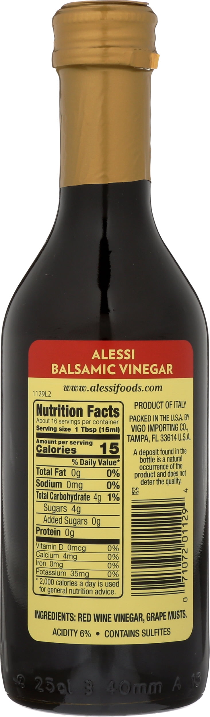 Pack of 6, Alessi Red Balsamic Vinegar, 8.5 fl oz