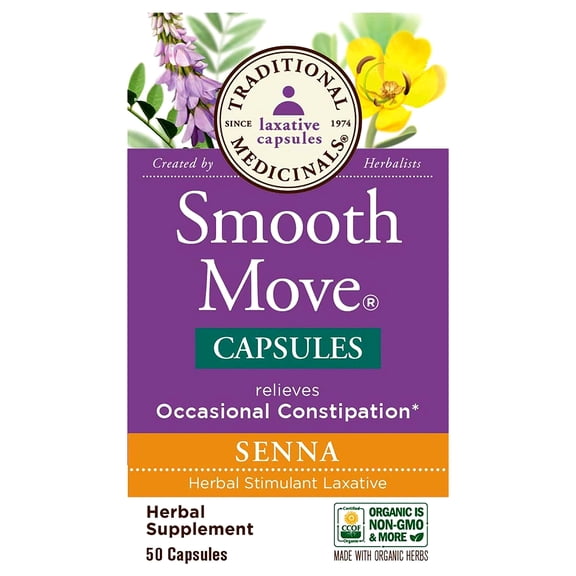 Traditional Medicinals Smooth Move SENNA - 50 Capsules