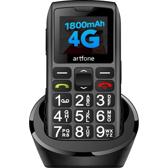 artfone C1 4G - 4G LTE Unlocked Cell Phone (T-Mobile Unlocked), Senior Cell Phone for The Elderly, Big Buttons, Basic Phone No Contract, Charging Dock, Speed Dial, Talk and Text Only Phone, Black