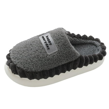 

Qxutpo Men s Slippers Fall Winter Fashion Comfy Indoor Warm Flat Soft Non-Slip Solid Color Slippers for Men Size 45