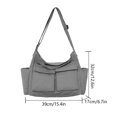 thumbnail image 3 of Bolso de mano para mujer Bolso de lona de color sólido Estudiantes Viajes de verano (Gris), 3 of 3