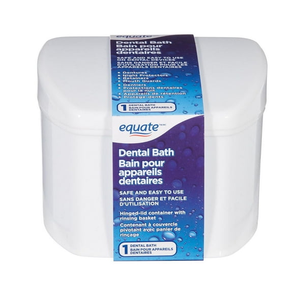 Equate Dental Bath, Hinged-Lid Container with Rising Basket, 1Ct