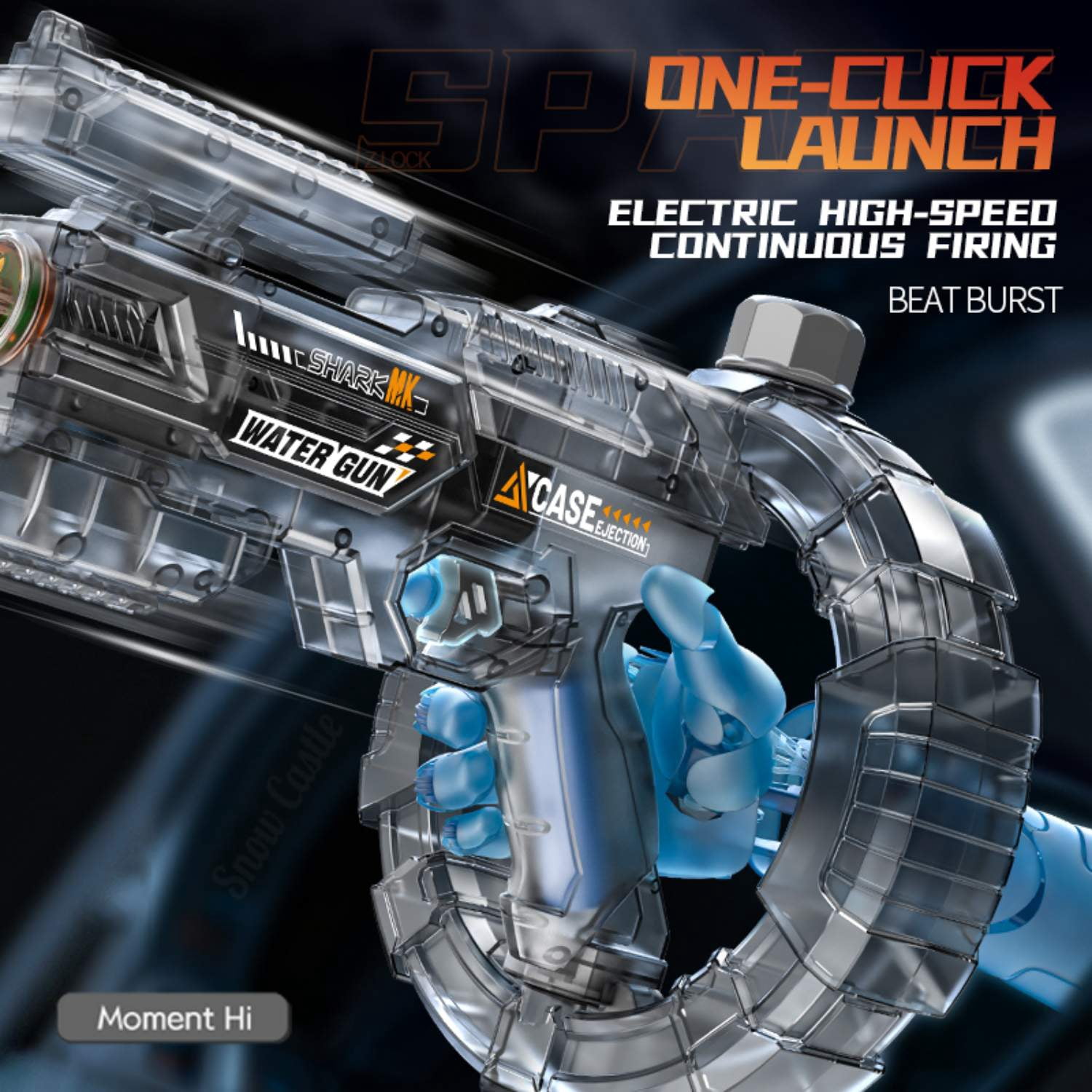 Unbranded Electric Water Blaster Toy, Continuous Spray, Automatic Fire, Gray