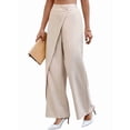 thumbnail image 2 of Women's High Waist Wide Leg Elegant Wrap Front Waisted Suit Trousers Pants Color M, 2 of 8