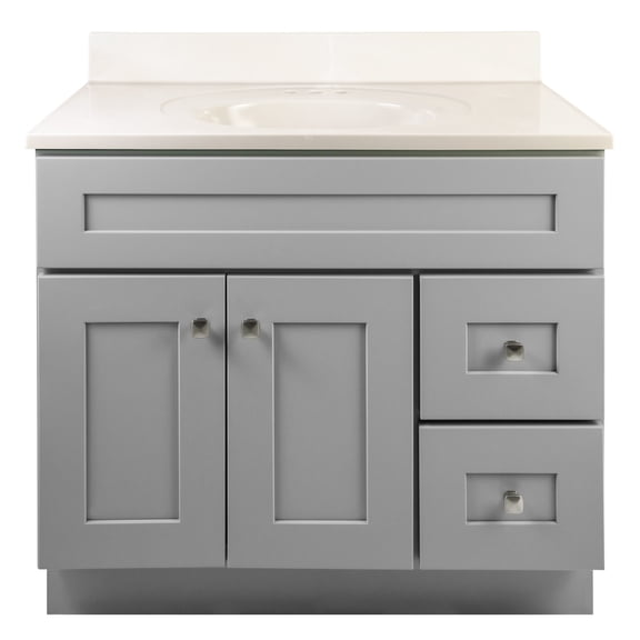 Brookings 37"Wood Vanity Sherwin Williams Gray w/ Cultured Marble Top-Assembled