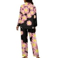 thumbnail image 5 of Kuiaobaty Pink Daisy Pattern Women's Pajamas Set Funny Rooster Pajamas Set Soft Long Sleeves Tops Button Down T-Shirts with Full Length Pants Casual Soft Home Sleepwear Nightgown White, Size L, 5 of 7