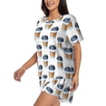 thumbnail image 2 of Lsque Coffee To Go Pattern Women's Short-Sleeved Pajama Set - 2 Piece Soft and Lightweight Sleepwear Set-Medium, 2 of 9