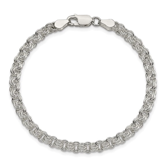 Diamond2Deal 925 Sterling Silver 4mm Double Link Charm Bracelet for Men 7"