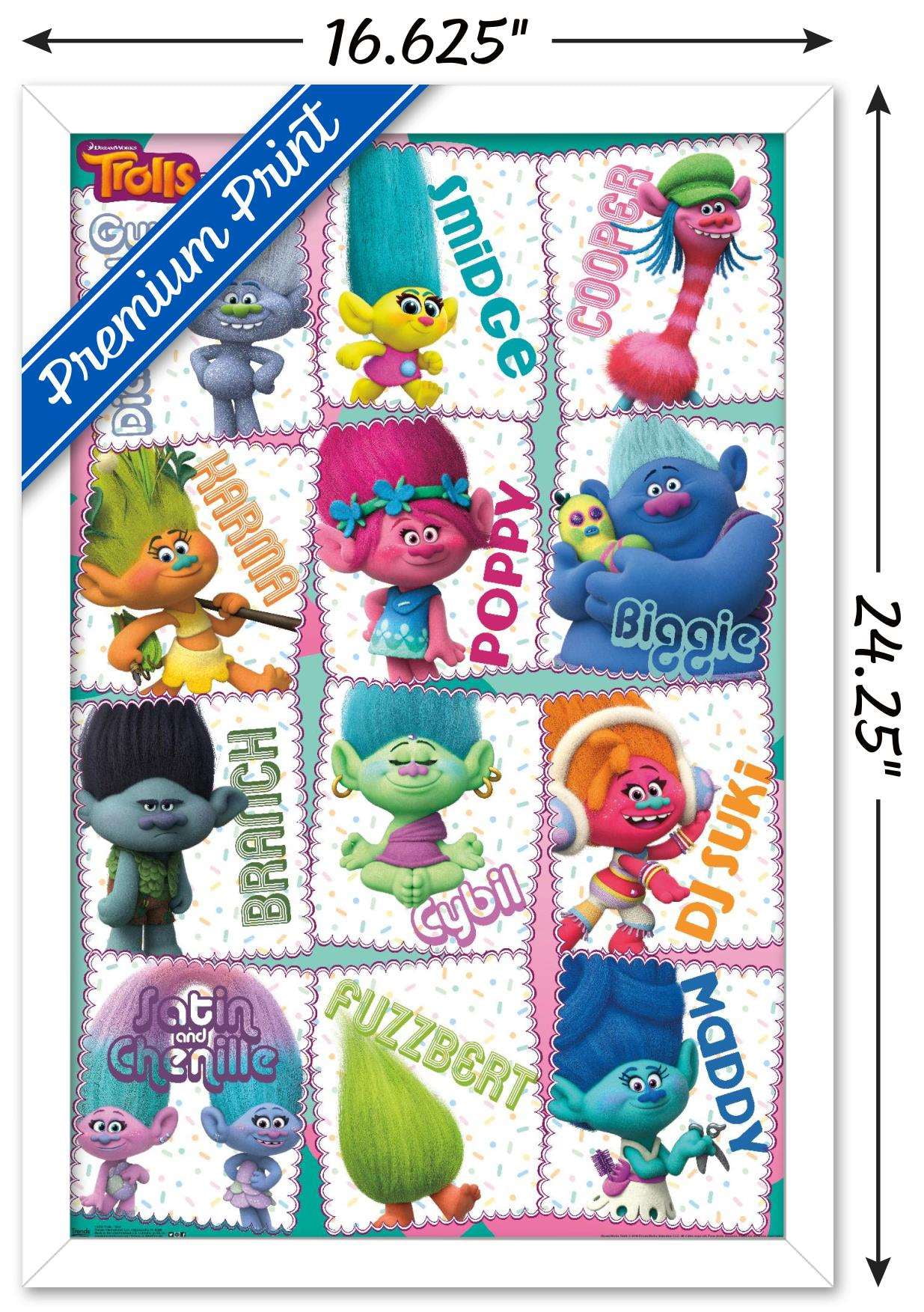 DreamWorks Trolls - Grid Wall Poster, 14.725" x 22.375", Framed