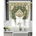 thumbnail image 5 of Green Boho Southwestern Tie Up Curtains for Window, Thermal Insulated Balloon Shade Adjustable Rod Pocket Curtains Valance Panels for Kitchen Bathroom Cafe 42 x 45 Antique Farmhouse Ethnic, 5 of 6